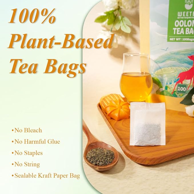 WT WEETEE Oolong Tea Bags 100 Count, Floral & Slightly Fruity Chinese Oolong Tea, Super Antioxidant | Resealable Kraft Bag | Brew Hot or Iced