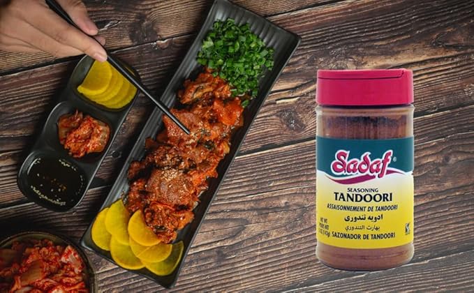 Sadaf Tandoori Seasoning - Tandoori Masala of 12 Spices - Tandoori spices for your Tikka Masala and your Butter Chicken - Indian Spice Blend - Salt-Free - 5 Oz bottle with Shaker Top