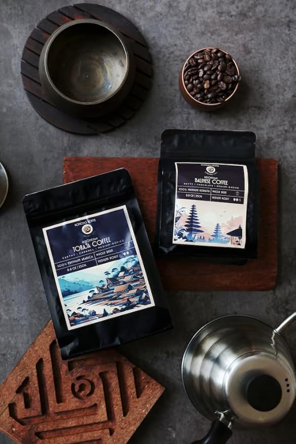 Komodo Koffee Organic Toraja Specialty Coffee sourced from Toraja, Indonesia - Whole bean - Medium Roast 8.8oz (250g)