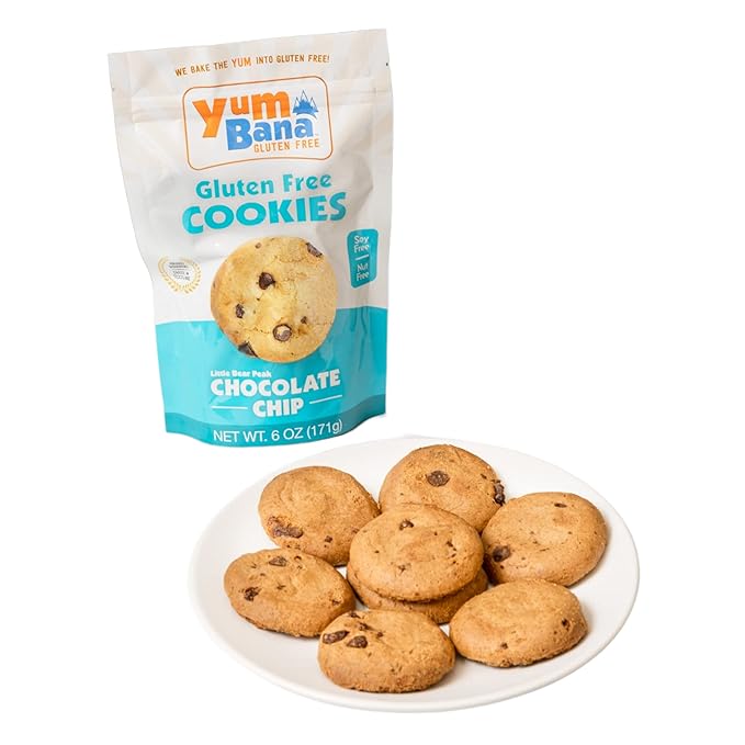 Yumbana Gluten Free Chocolate Chip Cookies - Soy Free, Nut Free Cookies - No Artificial Flavors or Preservatives - Great for Snacks and Parties - 2 Pack