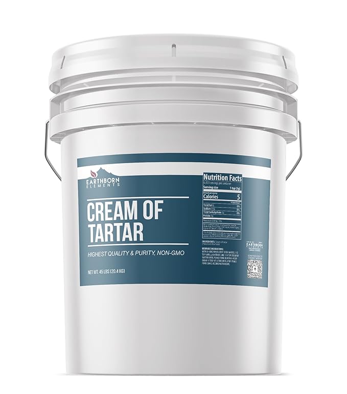 Earthborn Elements Cream of Tartar (5 Gallon), Baking Additive, Non-GMO & Gluten-Free, Natural, Packaged in a Resealable Bucket
