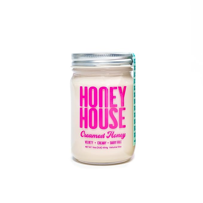 Honey House 100% Raw Creamed | Pure & Natural Unfiltered | Sustainably Sourced from American Bee Farmers | 12 oz Glass Jar | Smooth & Spreadable Texture | Rich in Natural Enzymes & Pollen