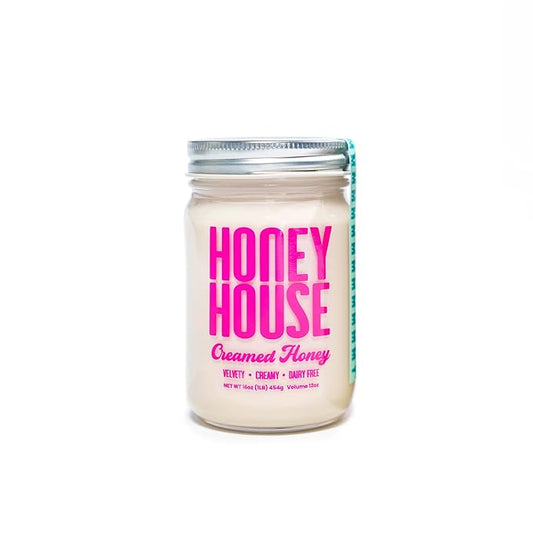 Honey House 100% Raw Creamed | Pure & Natural Unfiltered | Sustainably Sourced from American Bee Farmers | 12 oz Glass Jar | Smooth & Spreadable Texture | Rich in Natural Enzymes & Pollen