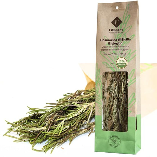 FILIPPONE - Organic Dried Rosemary leaves 25 g (0.88 oz), Herb Spices, Rosmarino Mazzetto