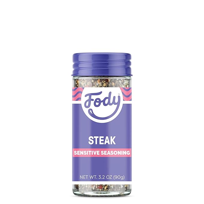 Fody Foods Steak Seasoning, 3.2 Oz, Garlic and Onion Free, Low FODMAP Certified, Gut & IBS Friendly, Vegan, Non-GMO, Gluten Free, Keto Friendly, Great for Grilling
