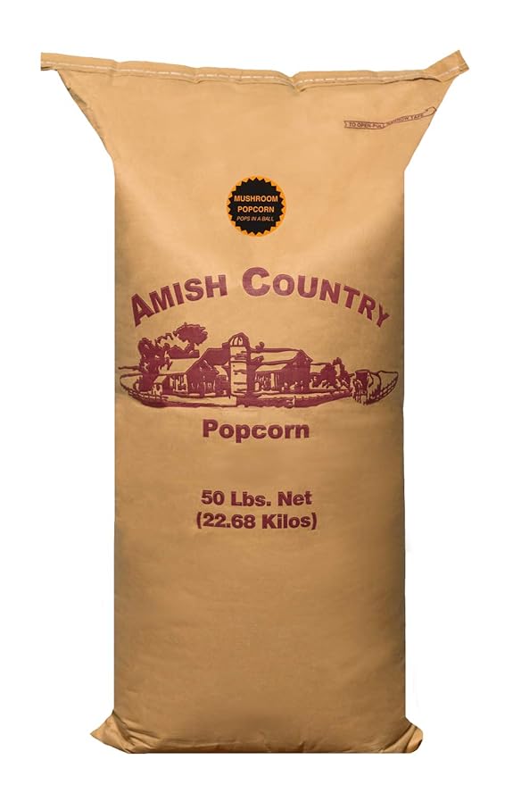 Amish Country Popcorn | 50 Pound Bag Mushroom Kernels | Old Fashioned, Non-GMO and Gluten Free (50lb Bag)