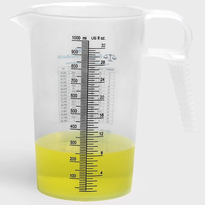 32oz (1 Quart) Measure Pitcher with Convenient Conversion Chart ??Extra Strong Food Grade ??Great for Cooking, Home Hobbies, Shop Oil and Fluids, Spa Chemicals with High Chemical Resistance by Turnah
