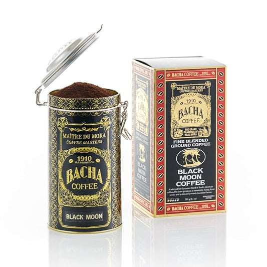 Bacha Coffee | Black Moon Fine Blended Coffee, Autograph Collection, 100% Arabica Specialty Coffee, Ground Beans, Medium Roast, 250g