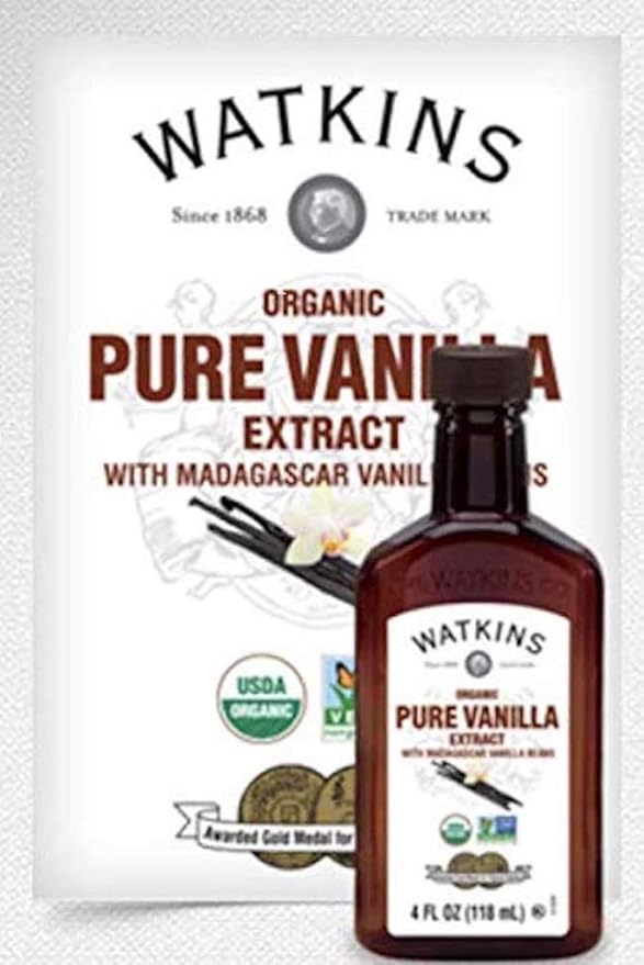 Watkins Organic Pure Vanilla Extract, with Madagascar Vanilla Beans, Non-GMO, Kosher, 4 oz. Bottle, 3-Pack
