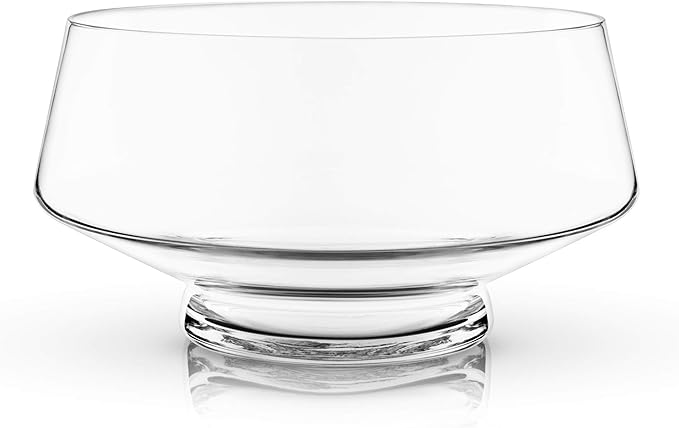 Viski Footed Glass Punch Bowl, Heavy Base Large Punch Bowl with Angled Design, Party Serveware for Cocktails & Functional Centerpiece, Clear, 2.5gal