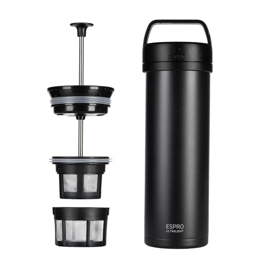 ESPRO Go P0 Ultralight French Press Coffee Maker for Travel, Vacuum Insulated Stainless Steel, 16