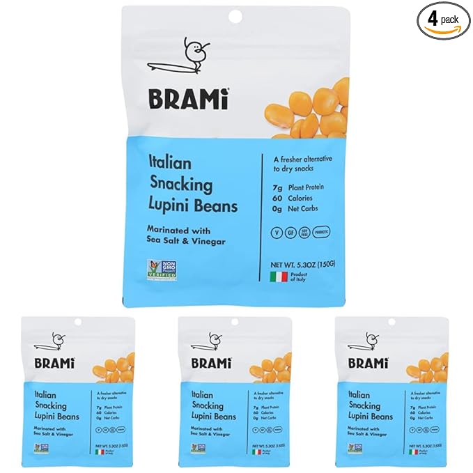 Brami Lupini Snack Bean Sea Salt, 5.3 oz (Pack of 4)