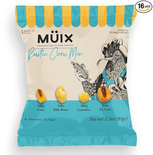 M체ix Snacks, Special Flavor Trail Mix, Rustic Mix, Mix Snacks (Salty Corn, Salty Baby Beans, BBQ Crunchies, Salty XL Corn) - 2.3 Ounce Bags (Pack of 16 Bags)