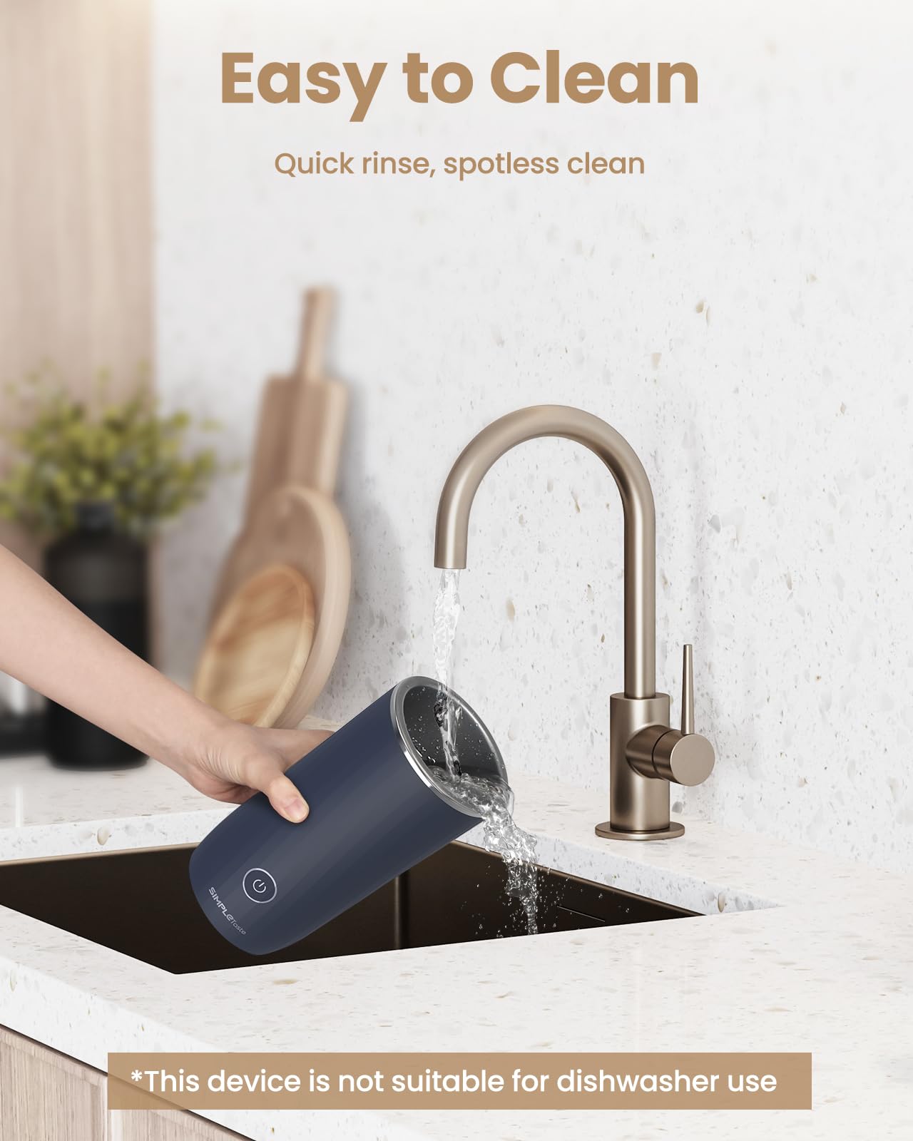 SIMPLETASTE Milk Frother, 4-in-1 Electric Automatic Milk Steamer, Dark Blue