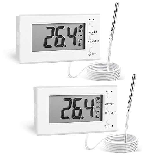 2 Packs Digital Oven Thermometer -58°F to 572°F/-50°C-300°C, Thermometer with Probe, High Low Temperature Alarm, LCD, White (2)