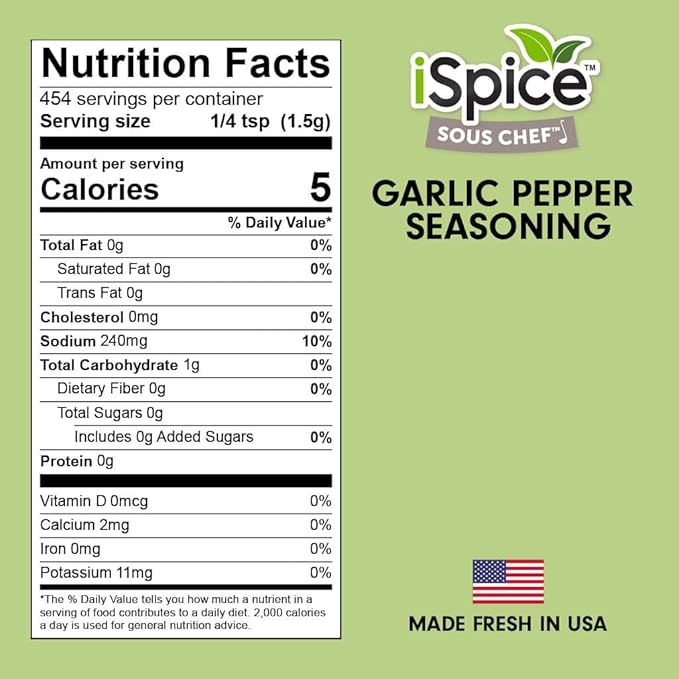 iSpice Garlic Pepper Spices and Seasonings for Cooking, 100% Natural World Flavour Premium Spices(198G - Pack of 1).