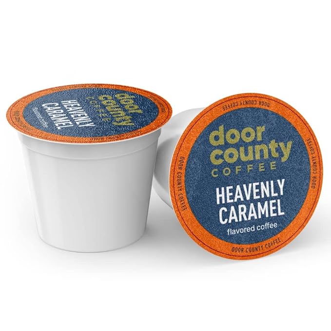 oor County Coffee Heavenly Caramel Flavored Ground | 10 Count Single Serve Cups | Medium Roast | 100% Specialty Arabica | Flavored Gourmet | Sweet & Buttery Caramel