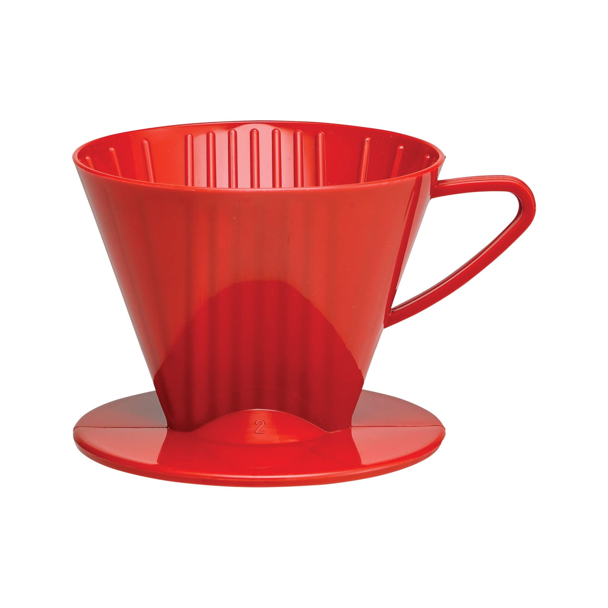 Fino Pour-Over Coffee Brewing Filter Cone, Number 2-Size, Red, Brews 2 to 6-Cups