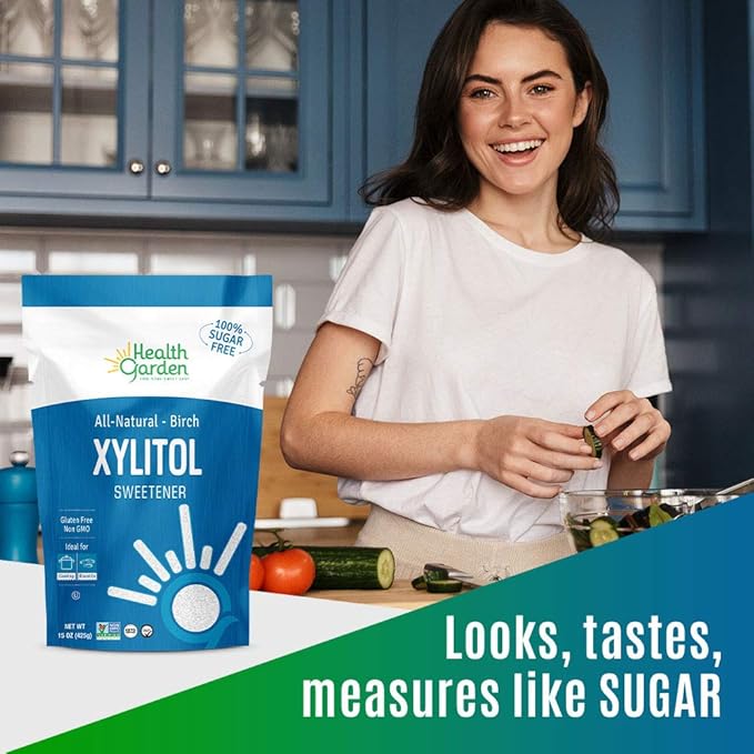 Health Garden Birch Xylitol Sweetener - 1 LB x 2 Resealable Bag - Pure Birch Xylitol - Non GMO, Kosher, and Made in the U.S.A. - Ideal Powdered Sugar Substitute - Non-GMO Sugar Alternative