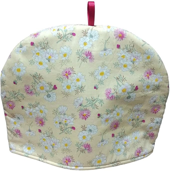 Cotton Tea Cozy Vintage Floral Printed Teapot Cover Tea Pot D챕cor Cozies Insulated Kettle Kitchen Dust Cover, Yellow Daisy
