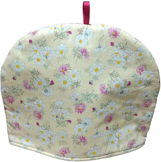 Cotton Tea Cozy Vintage Floral Printed Teapot Cover Tea Pot D챕cor Cozies Insulated Kettle Kitchen Dust Cover, Yellow Daisy