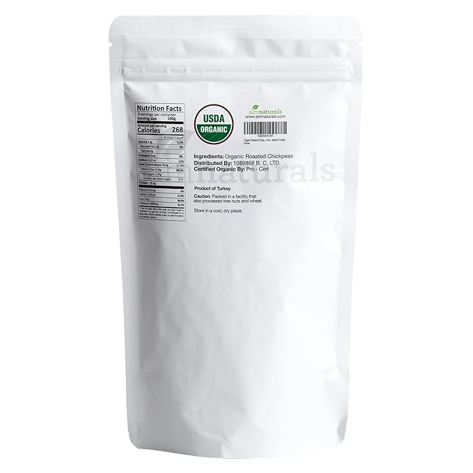 Organic Roasted Chickpeas 2 LB- USDA Organic Certified ??Healthy Snack, Lightly Roasted, No Oil, No Salt, No GMO & Gluten Free ??Product of Turkey