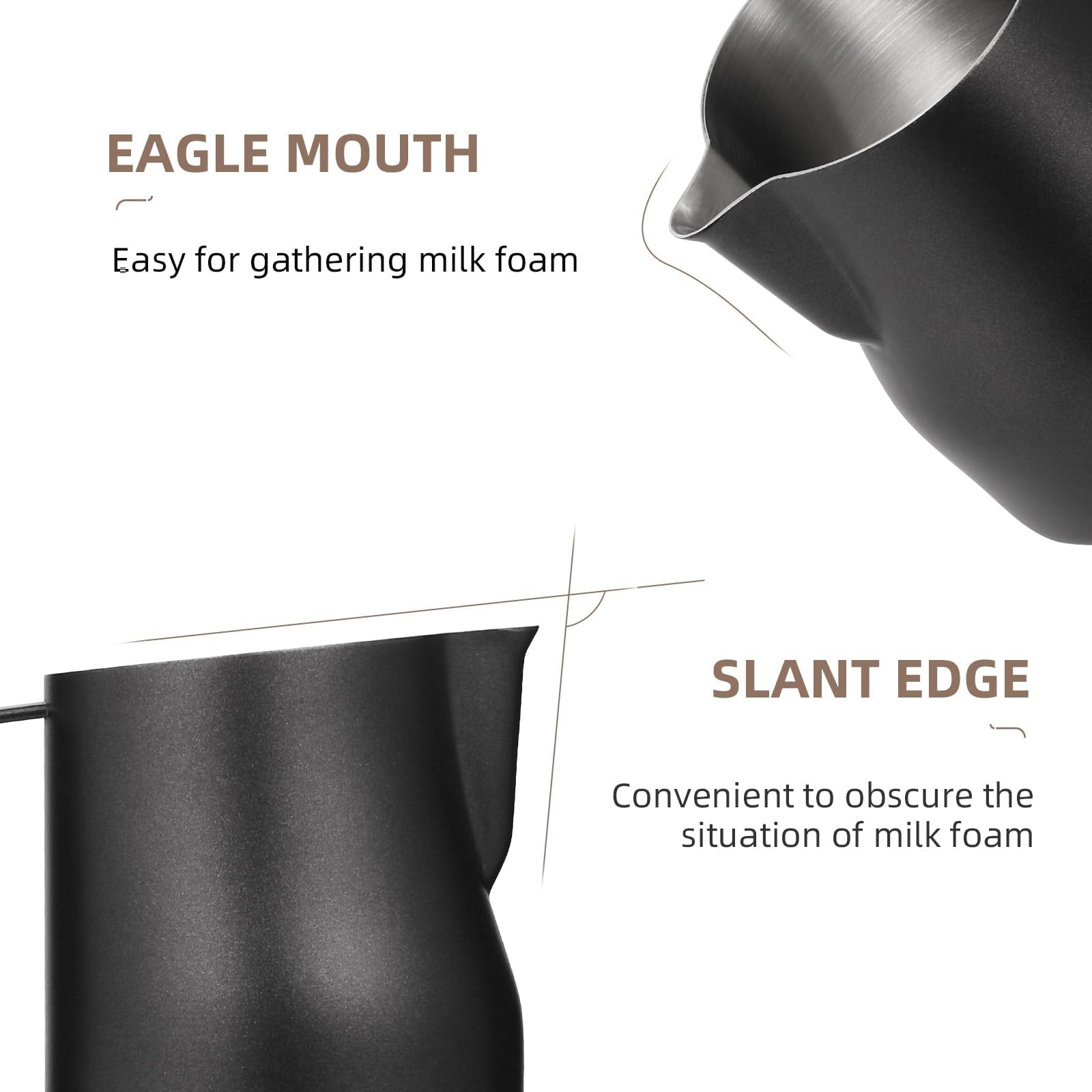 MHW-3BOMBER Milk Frothing Pitcher 12oz Milk Frother Cup Espresso Steaming Pitcher Stainless Steel