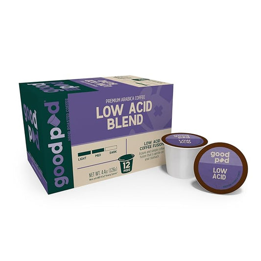 goodPOD Low Acid Blend Single Serve Coffee K Cup Pods, Arabica Coffee, Medium Roast, 12 Count
