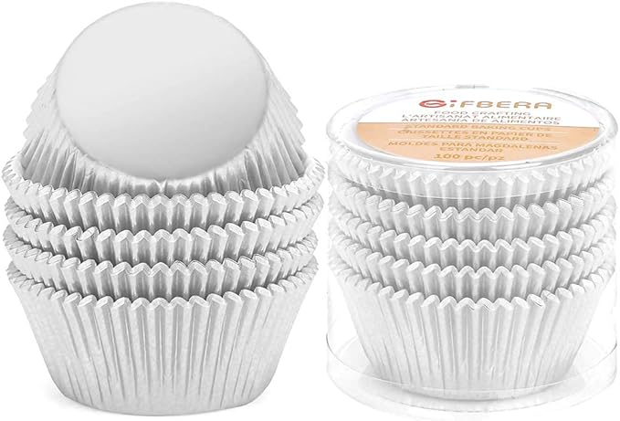 Gifbera Silver Foil Muffin Cupcake Liners/Baking Cups Standard Size, 100-Count
