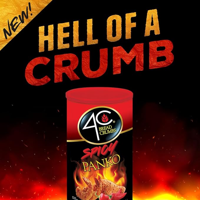 4C Premium Spicy Bread Crumbs, Spicy Panko Plain 1 Pack, Flavorful Crispy Crunchy, Value Pack (8 Ounce)