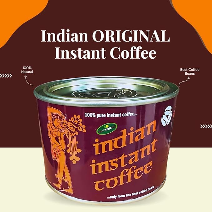 Miltonas Indian Organic Instant Coffee - Medium Roast Coffee Made From Robusta & Arabica Indian Coffee Beans - Freeze Dried Instant Coffee For Office, Home, Gym - Taste Bud Exciting strong coffee 90g