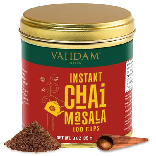 VAHDAM Instant Chai Tea (3oz/85g) - Traditional Masala Chai | Makes 100 Cups | Natural Spices, Zero Calories | Instant Indian Tea - No Steeping | Unsweetened Tea Powder | Free Bamboo Spoon Inside