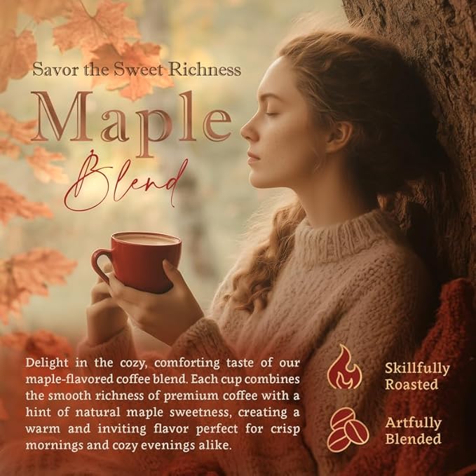 Maple Flavored Whole Bean Coffee ??100% Arabica, Single Origin, Medium Roast, USDA Organic, Naturally Sweetened ??by Coffea Flavor
