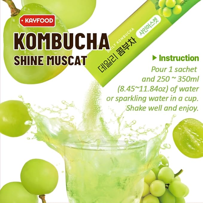KAYFOOD Garden Daily Shinemuscat Kombucha Tea Powdered Mix, Probiotics & Prebiotics, Zero Sugar, Diet, Healthy Fermented Drinks Korea Workout T (10ST)