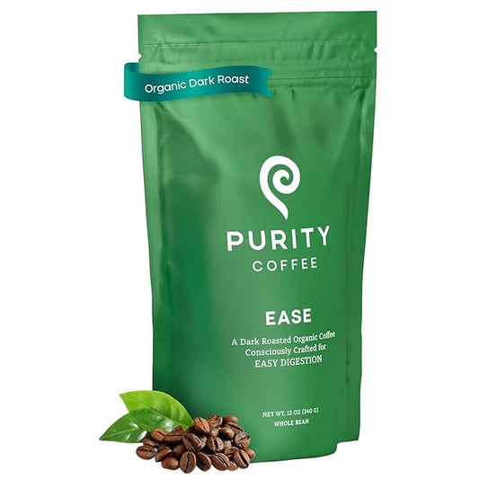Purity Coffee EASE Dark Roast Low Acid Organic Coffee - USDA Certified Organic Specialty Grade