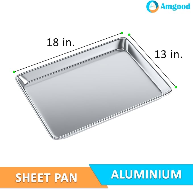13 in. x 18 in. 19 Gauge Half Size Aluminum Bun. / Sheet Pan. Pack of 12