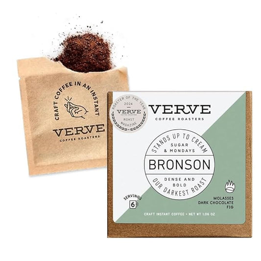 Verve Coffee Roasters Craft Instant Coffee Bronson Blend | French Dark Roast, Ground, Hand-Roasted | Enjoy Hot or Cold | Up to 6 Servings
