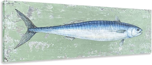 Yihui Arts Tuna Canvas Wall Art - Fish Oil Paintings with Textured ??Abstract Coastal Pictures for Living Room Bedroom Bathroom Decor