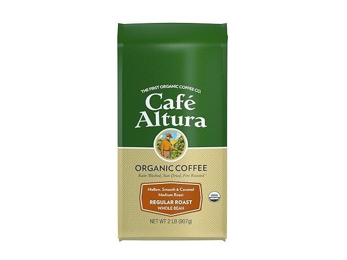 Cafe Altura Whole Bean Organic Coffee, Regular Roast, 2 lb Bag