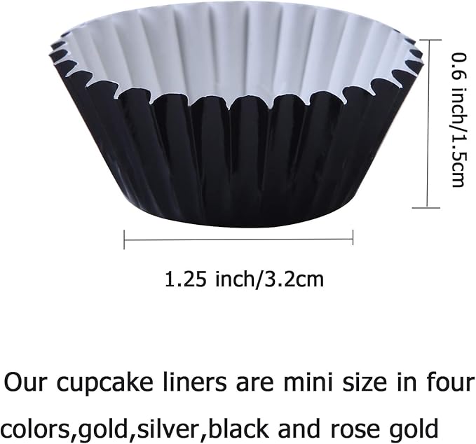 Elcoho 600 Pieces 1.25 Inch Mini Size Foil Metallic Cupcake Liners Muffin Paper Cases Baking Cups
