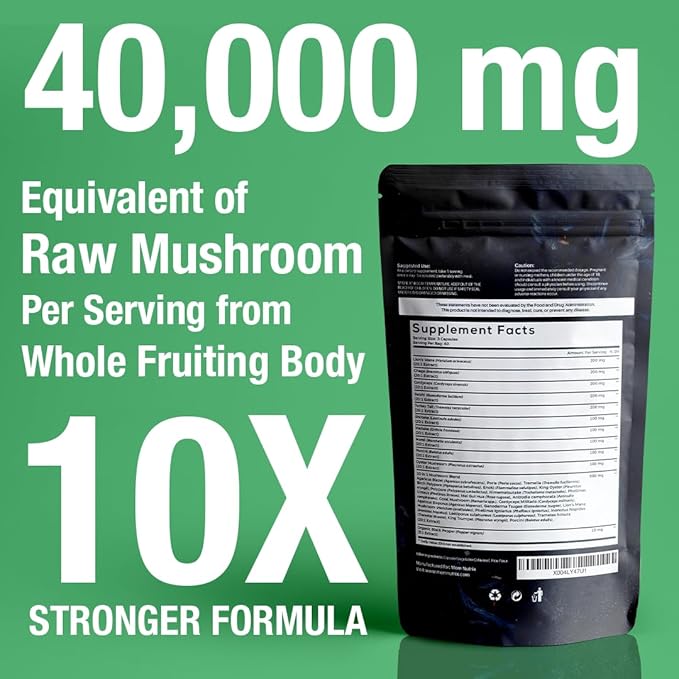 30 in 1 Ultimate Mushroom Supplement - 180 Mushroom Capsules, Organic - Lion?™s Mane, Cordyceps, Chaga, Reishi, Turkey Tail, Mitake, Shiitake & More - Brain & Immune Support