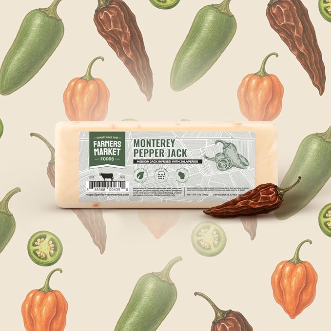 Farmers Market, Gluten Free, Keto, Paleo, Low Sodium, Zero Sugar, Wisconsin Cheese Gift Sets, 1-Pack, Monterey Pepper Jack