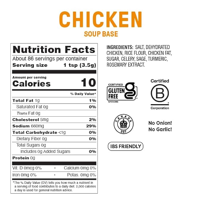 Fody Foods Chicken & Vegetable Soup Base & Seasoning, 10.6 Oz (Pack of 2), Ready to Use, Garlic and Onion Free, Low FODMAP Certified, Gut & IBS Friendly, Non-GMO, Gluten Free