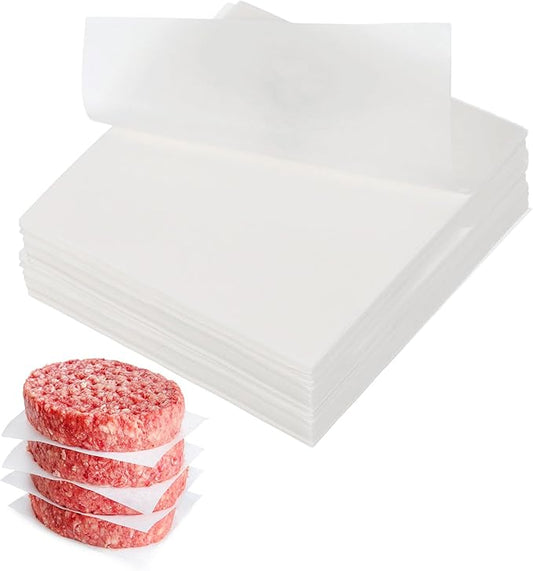 uxcell 500 Pcs Unbleached Parchment Paper Baking Sheets Squares, 4 Inch Hamburger Patty Paper, Non Stick Parchment Pulp Paper for Baking Grilling or Meat Storage, White