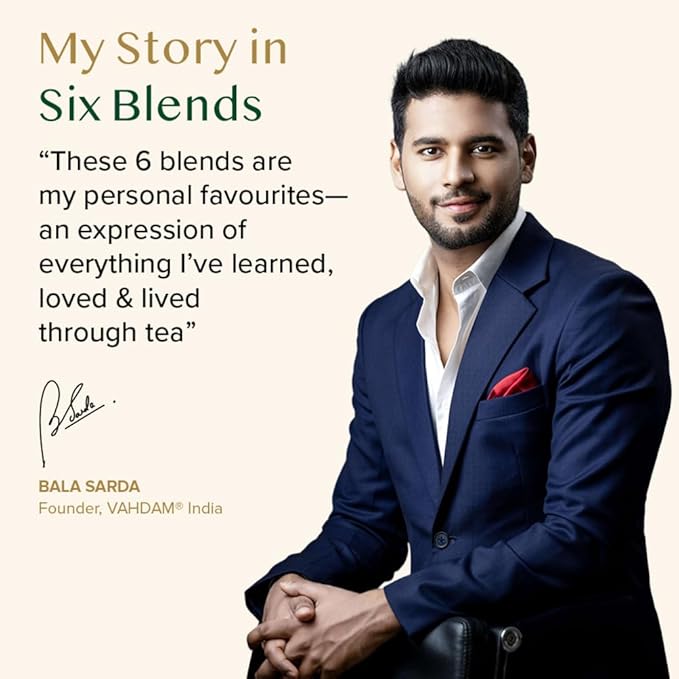 VAHDAM, Assorted Tea Gift Set (6 Varieties, 36 Tea Bags) - Variety Pack - Black, Green, Chai and Herbal Tea Sampler | Gifts Set for Lovers | Gifts for Women and Men