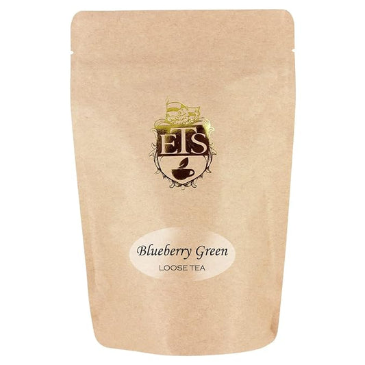 Blueberry Green Tea Pouches for Loose Tea - 4oz | Aromatic Gunpowder Green Tea | Sri Lanka Uva Region | Sweet Tart Berry Flavor | Iced or Hot Tea | Natural Fruity Finish