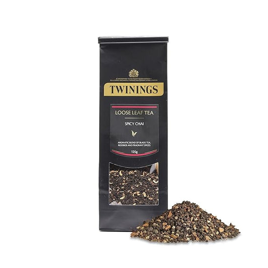 Twinings Spicy Chai Loose Leaf Black Tea, 4.41 Ounce (125g) Pouch, Caffeinated, Enjoy Hot or Iced