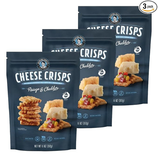John Wm. Macys All Natural Asiago & Cheddar Cheese Crisps 11 oz (Pack of 3)