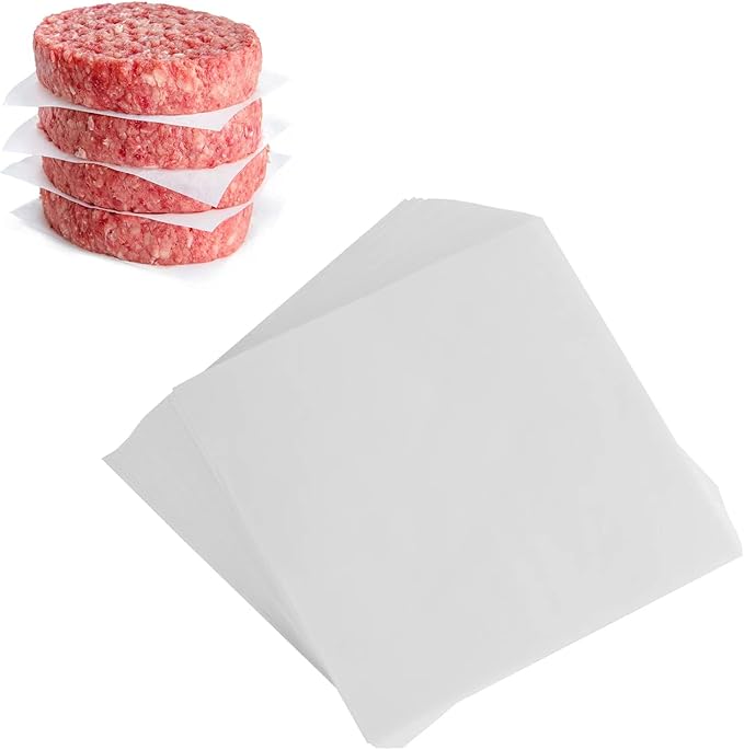 Yenmoz 500 PCS Hamburger Patty Paper White Square Parchment Paper Non-Stick Food Grade Burger Paper Sheets 4.75 x 4.75 Inch for Preparing and Storaging Patties Bakings and More