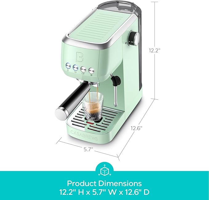 CASABREWS 3700 Essential Espresso Machine 20 Bar, Compact Coffee Maker with Steam Frother for Cappuccino, Latte, 43.9oz Water Tank, Pastel Green